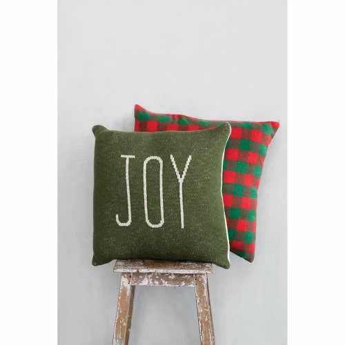 Best Pirce ๐งจ Blankets & Pillows Creative Co-Op "Joy/Noel" Two-Sided Cotton Knit Pillow โ - Image 3