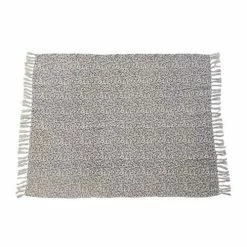 Budget ๐ Blankets & Pillows Creative Co-Op Cotton Slub With Floral Pattern And Fringe Throw ๐