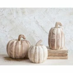 New 🎁 Figurines & Sculptures Creative Co-Op Hand-Carved Paulownia Wood Pumpkin 💯