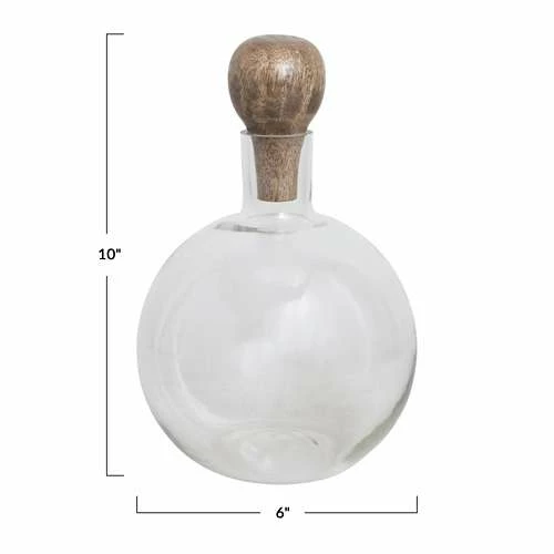 Best deal ๐ Vases & Pots Creative Co-Op Glass Decanter With Mango Wood Stopper โญ - Image 2