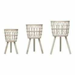 Budget 👍 Serving Dishes & Cutting Boards Creative Co-Op Bamboo Wood Baskets With Legs 🔔