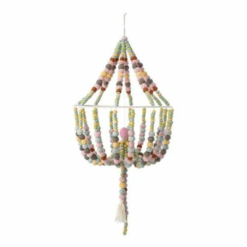 Brand new ๐ Baby Nursery & Decor Creative Co-Op Wool Felt Pom Pom Chandelier Shaped Mobile ๐