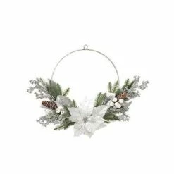 Buy 👏 Wreaths & Garland Allstate Floral 20" Poinsettia/Berry Metal Ring Wreath 🔔
