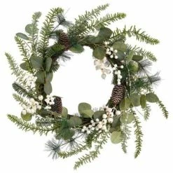 Deals ๐ Wreaths & Garland Allstate Floral 21.5" Berry/Pine Cone/ Eucalyptus Wreath ๐