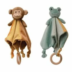 Promo 🧨 Stuffed Animals & Plush Toys Creative Co-Op Assorted Plush Animal Toy With Wood Ring 🎁