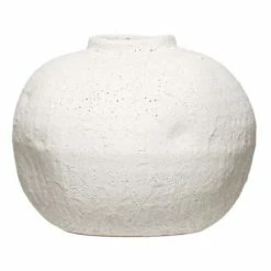 Best Pirce 🧨 Vases & Pots Creative Co-Op Terracotta Vase With Matte White Volcano Finish 😀