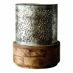 Best deal ⌛ Candle Holders & Decorative Lanterns Creative Co-Op Metal Hurricane With Mango Wood Base ⭐