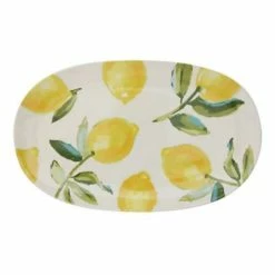 Cheap 🧨 Serving Dishes & Cutting Boards Creative Co-Op Stoneware Platter With Lemons 🤩