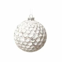 Best deal 😀 Ornaments & Stockings Allstate Floral 4" Silver/White Glass Ball Ornament ✨