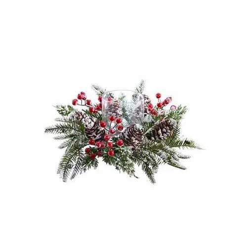 Coupon ⭐ Candle Holders & Decorative Lanterns Allstate Floral 3"Hx14"D Snowed Berry/Pine Cone Centerpiece Candleholder ✨