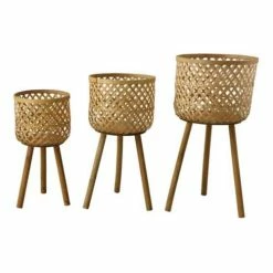 Hot Sale 🥰 Serving Dishes & Cutting Boards Creative Co-Op Woven Baskets With Wood Legs 🔔