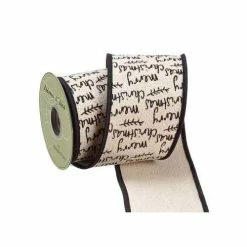 New 🎉 Wreaths & Garland Allstate Floral 4"Wx5yd Merry 🎄 Christmas Print Cotton Ribbon 🎉