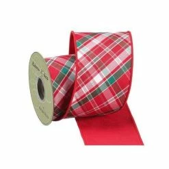 Promo 😉 Wreaths & Garland Allstate Floral 4"Wx5yd Plaid Dupion Ribbon ⌛