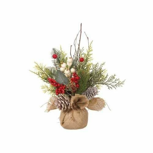Budget ๐ Florals & Picks Allstate Floral 11.75" Berry/Pine Cone/Pine In Burlap Bag ๐