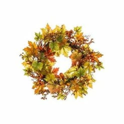 Outlet ⭐ Wreaths & Garland Allstate Floral 24" Berry/Pod/Maple Wreath 🧨